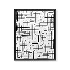 Mid-Century Modern Kinetikos Pattern Black and White Framed Canvas Print Gallery Image 8