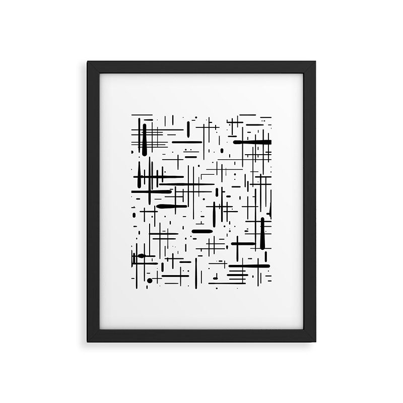 Mid-Century Modern Kinetikos Pattern Black and White Framed Art Print Gallery Image 6