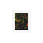 Mid-Century Modern Kinetikos Pattern Black Avocado Green Orange Art Print Gallery Image 1