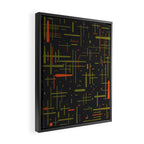 Mid-Century Modern Kinetikos Pattern Black Avocado Green Orange Framed Canvas Print Gallery Image 2