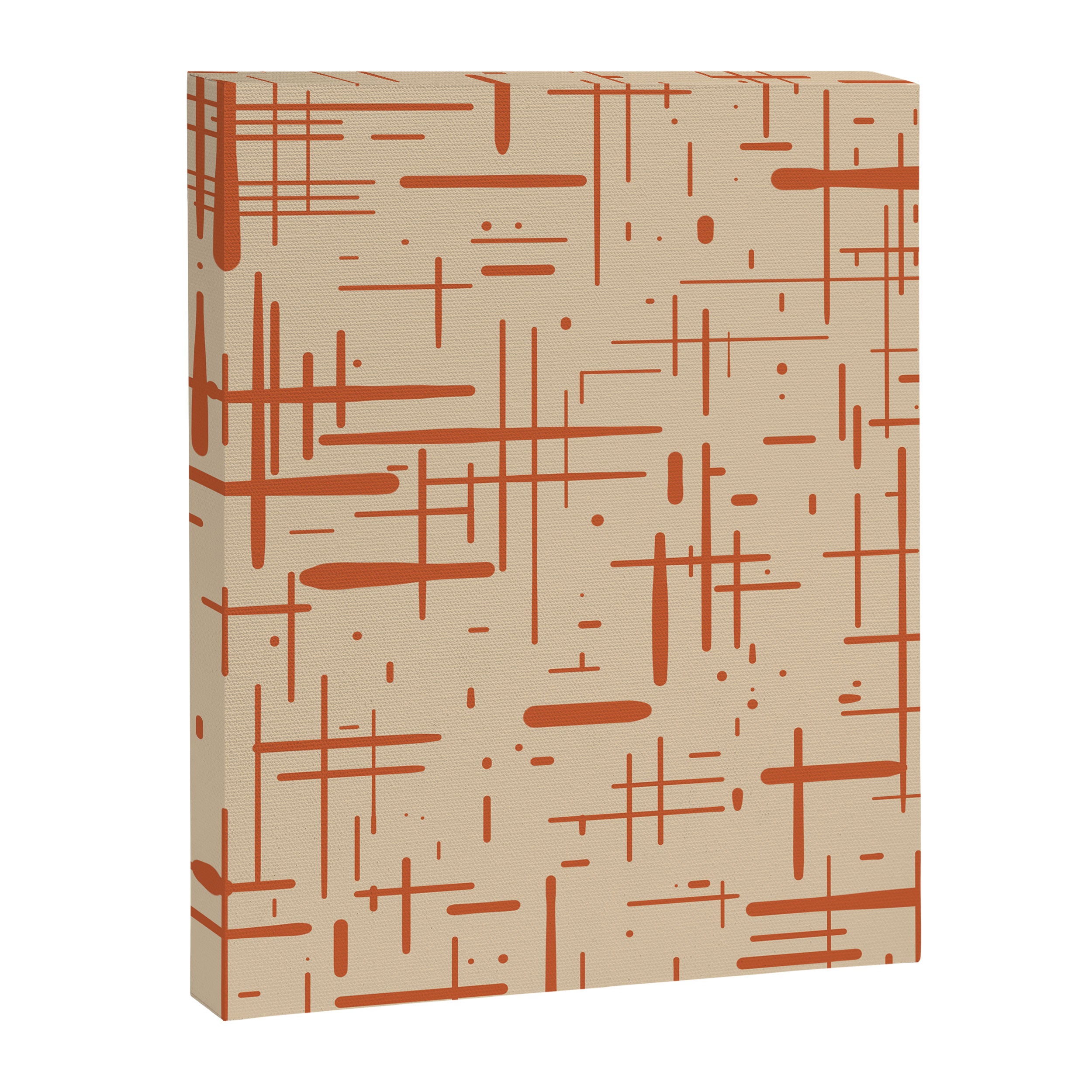Mid-Century Modern Kinetikos Pattern in Beige and Burnt Orange  Canvas Print Gallery Image 8