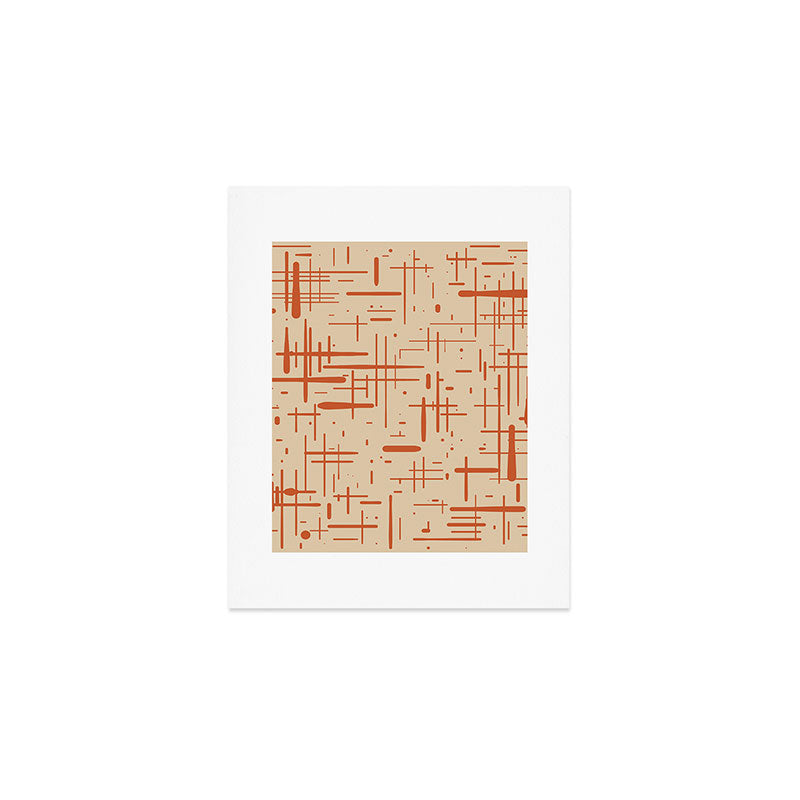 Mid-Century Modern Kinetikos Pattern in Beige and Burnt Orange  Art Print Gallery Image 1
