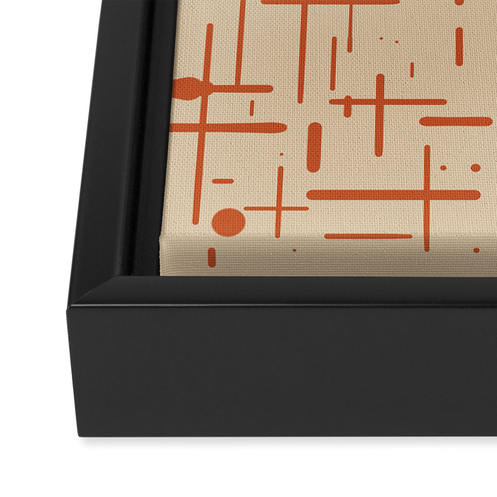 Mid-Century Modern Kinetikos Pattern in Beige and Burnt Orange  Framed Canvas Print Gallery Image 3