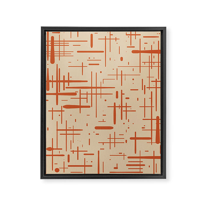 Mid-Century Modern Kinetikos Pattern in Beige and Burnt Orange  Framed Canvas Print Gallery Image 1