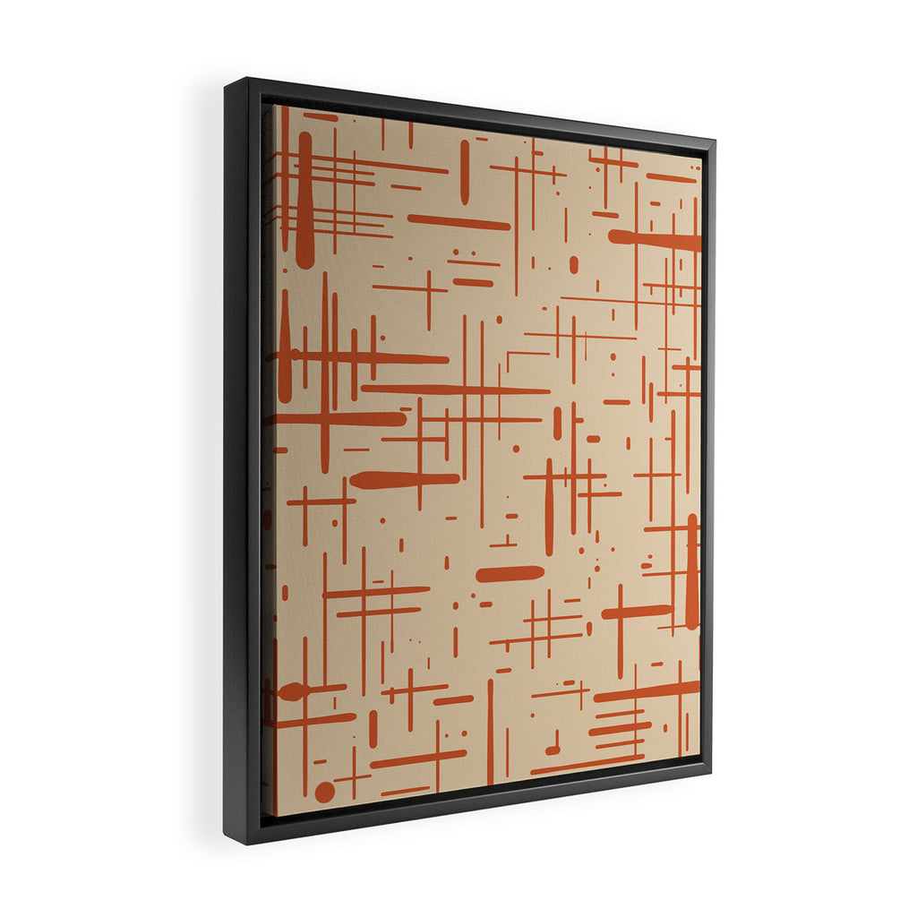 Mid-Century Modern Kinetikos Pattern in Beige and Burnt Orange  Framed Canvas Print Gallery Image 2