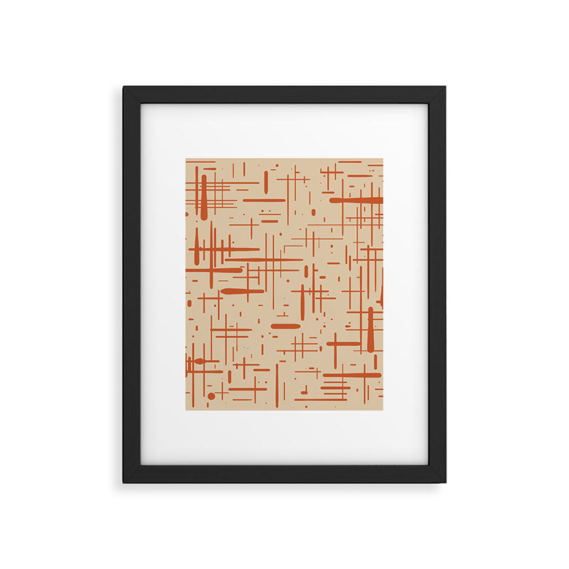 Mid-Century Modern Kinetikos Pattern in Beige and Burnt Orange  Framed Art Print Gallery Image 6