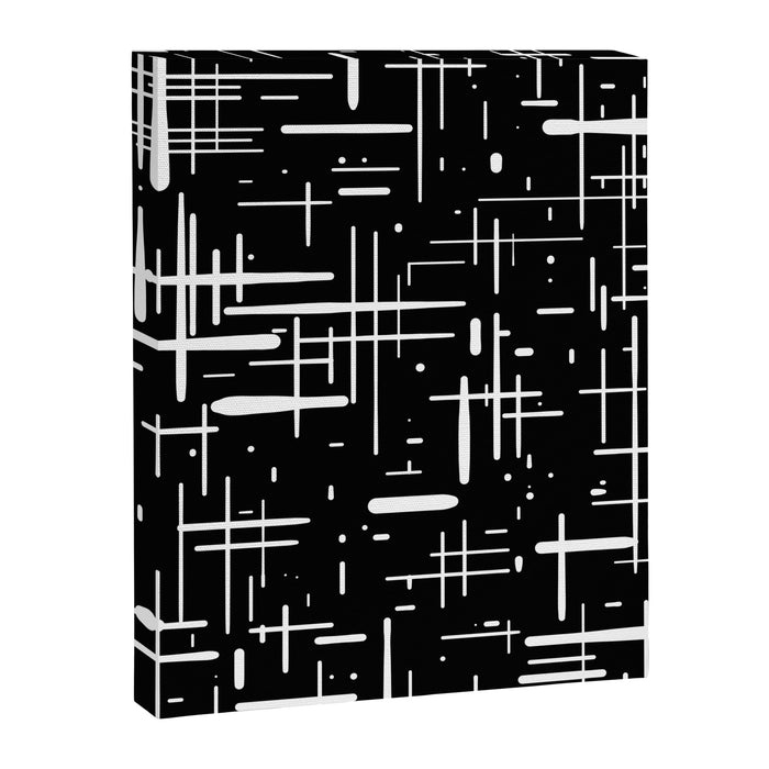 Mid-Century Modern Kinetikos Pattern in Black and White Canvas Print Gallery Image 1