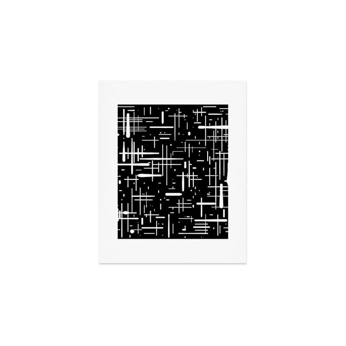 Mid-Century Modern Kinetikos Pattern in Black and White Art Print Gallery Image 1