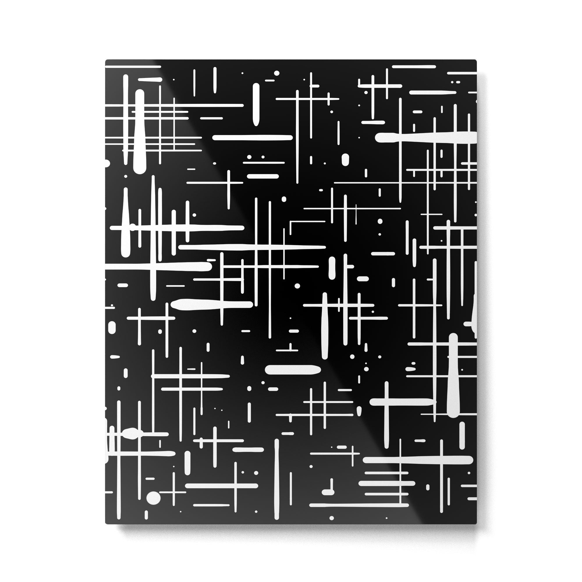 Mid-Century Modern Kinetikos Pattern in Black and White Metal Print Gallery Image 6