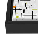  Mid-Century Modern Kinetikos Pattern in Black, Lime Green, Orange, and White Framed Canvas Print Gallery Image 3