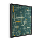 Mid-Century Modern Kinetikos Pattern in Deep Teal, Mustard Gold, and Celadon Framed Canvas Print Gallery Image 2