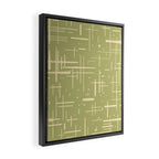 Mid-Century Modern Kinetikos Pattern in Light Avocado Green and Cream Beige Framed Canvas Print Gallery Image 2