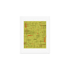 Mid-Century Modern Kinetikos Pattern in Light Avocado Lime Green and Retro Orange Art Print Gallery Image 1