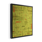 Mid-Century Modern Kinetikos Pattern in Light Avocado Lime Green and Retro Orange Framed Canvas Print Gallery Image 2