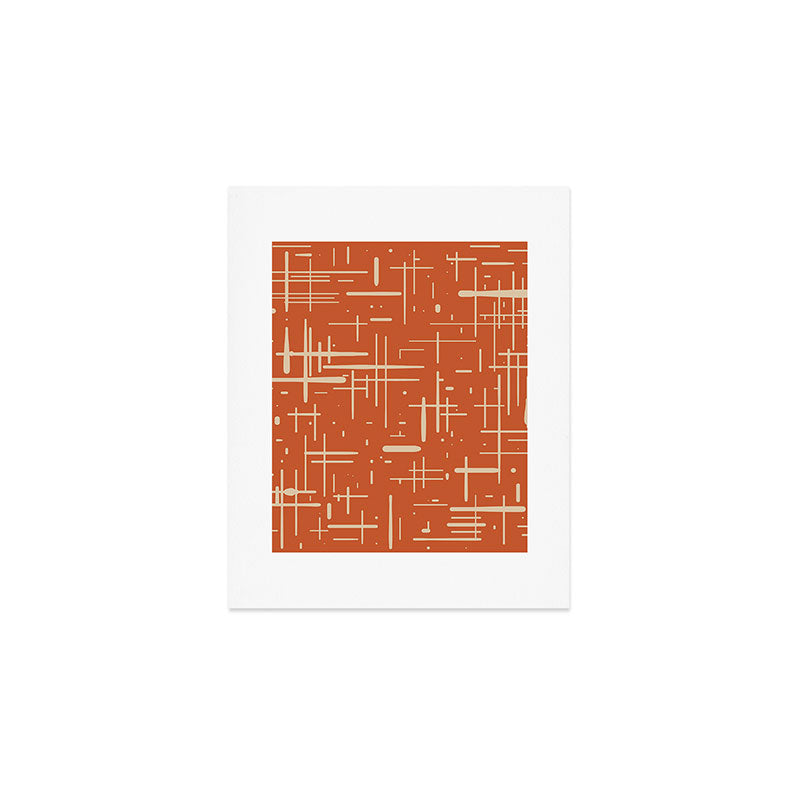Mid-Century Modern Kinetikos Pattern in Mid Mod Burnt Orange and Beige Art Print Gallery Image 1