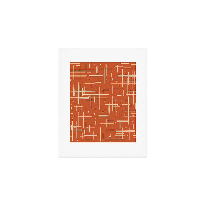 Mid-Century Modern Kinetikos Pattern in Mid Mod Burnt Orange and Beige Art Print Gallery Image 1