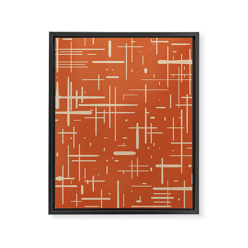 Mid-Century Modern Kinetikos Pattern in Mid Mod Burnt Orange and Beige Framed Canvas Print Gallery Image 8