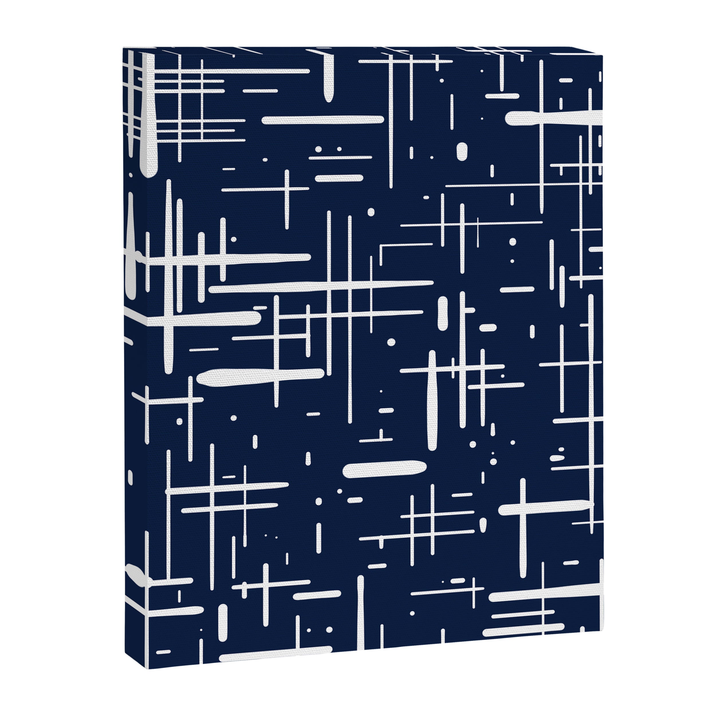 Mid-Century Modern Kinetikos Pattern in Nautical Navy Blue and White Canvas Print Gallery Image 8