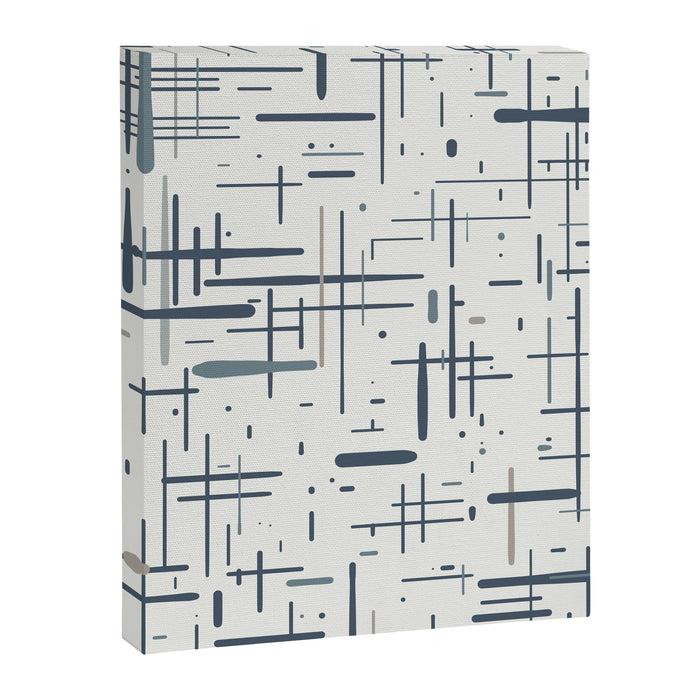 Mid-Century Modern Kinetikos Pattern in Neutral Blue Gray Tones on Nearly White Canvas Print Gallery Image 1