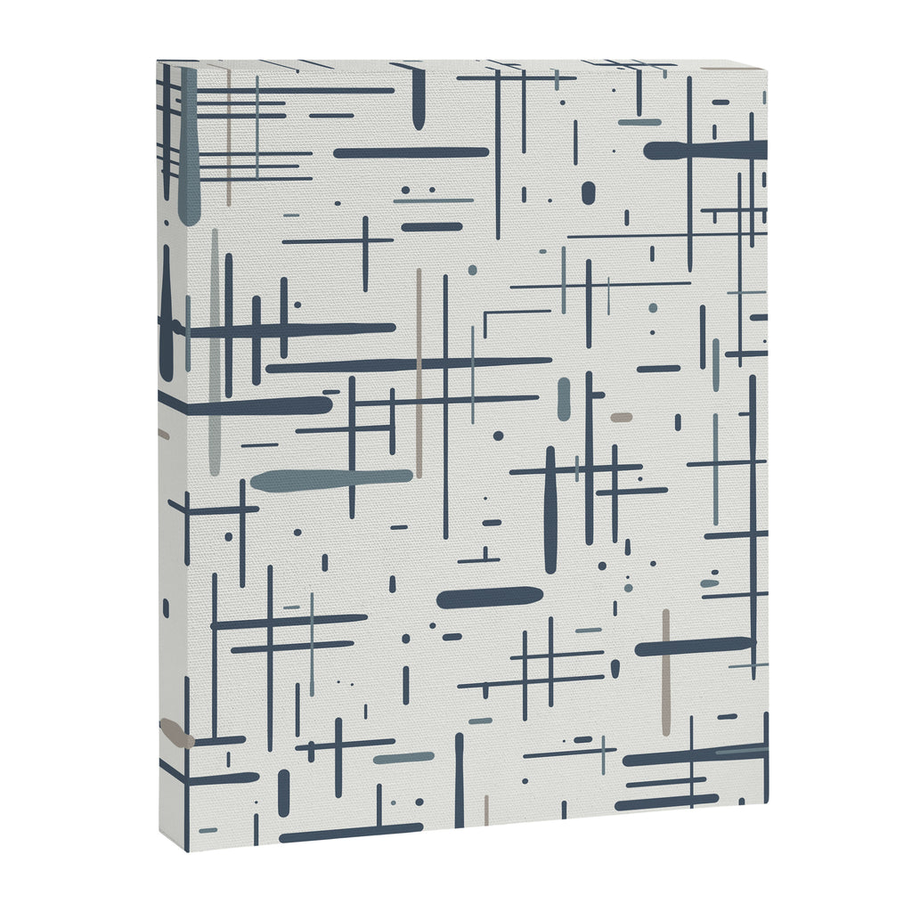 Mid-Century Modern Kinetikos Pattern in Neutral Blue Gray Tones on Nearly White Canvas Print Gallery Image 8