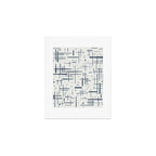 Mid-Century Modern Kinetikos Pattern in Neutral Blue Gray Tones on Nearly White Art Print Gallery Image 1