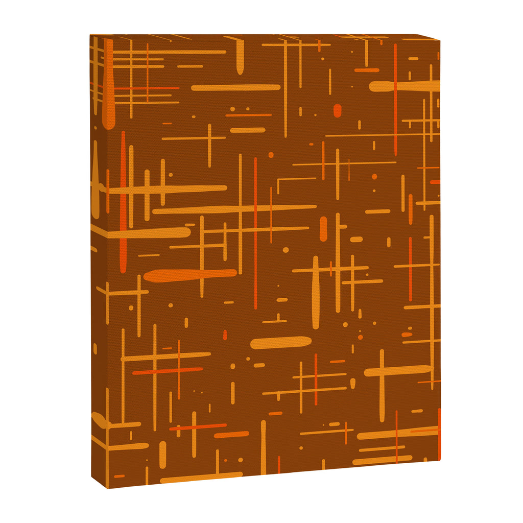 Mid-Century Modern Kinetikos Pattern in Retro 70s Brown Orange Canvas Print Gallery Image 8