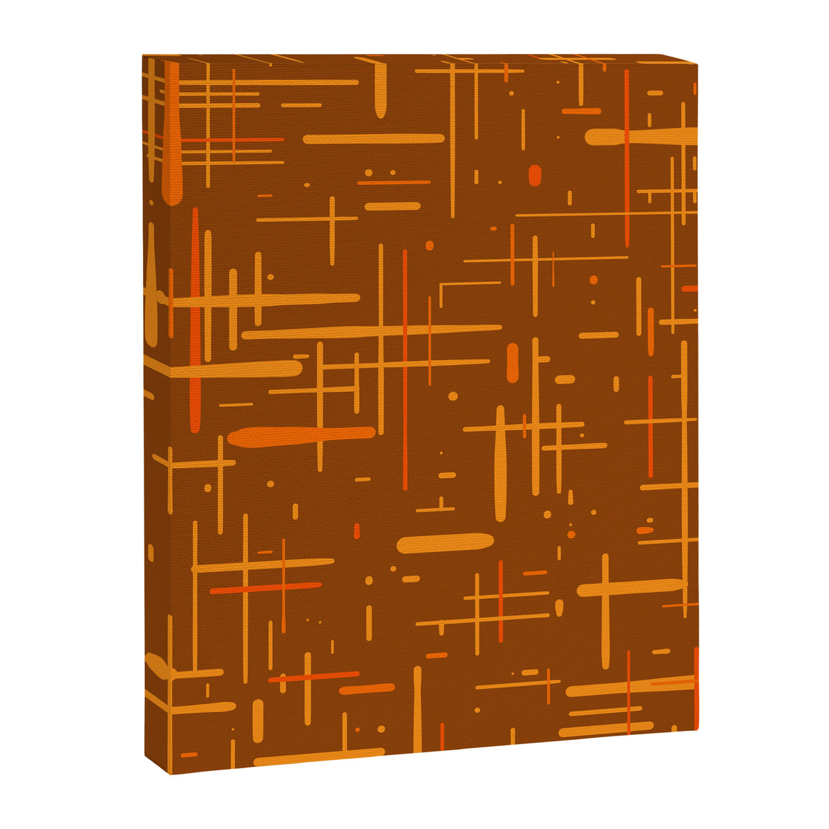 Mid-Century Modern Kinetikos Pattern in Retro 70s Brown Orange Canvas Print Gallery Image 8