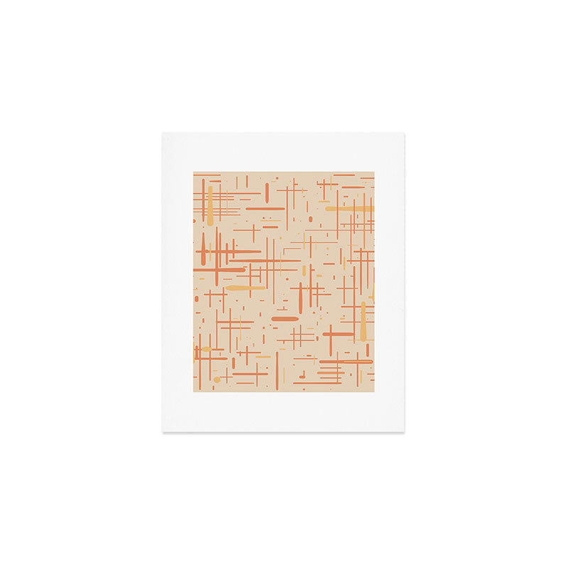 Mid-Century Modern Kinetikos Pattern in Soft Muted Orange Tones Art Print Gallery Image 1