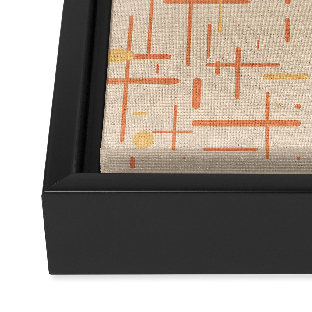 Mid-Century Modern Kinetikos Pattern in Soft Muted Orange Tones Framed Canvas Print Gallery Image 3