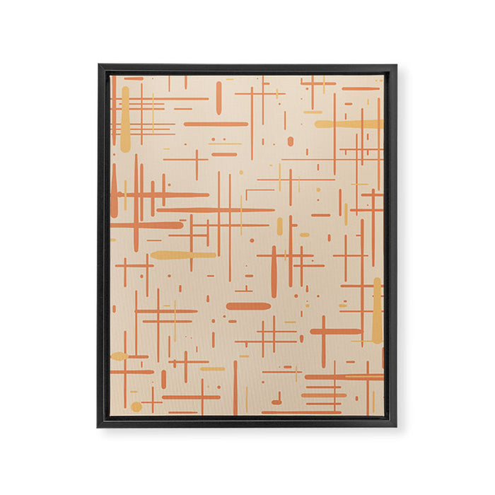 Mid-Century Modern Kinetikos Pattern in Soft Muted Orange Tones Framed Canvas Print Gallery Image 1