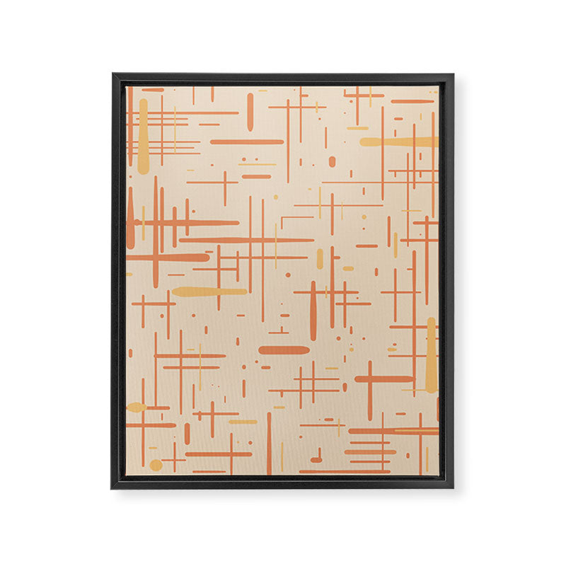 Mid-Century Modern Kinetikos Pattern in Soft Muted Orange Tones Framed Canvas Print Gallery Image 8