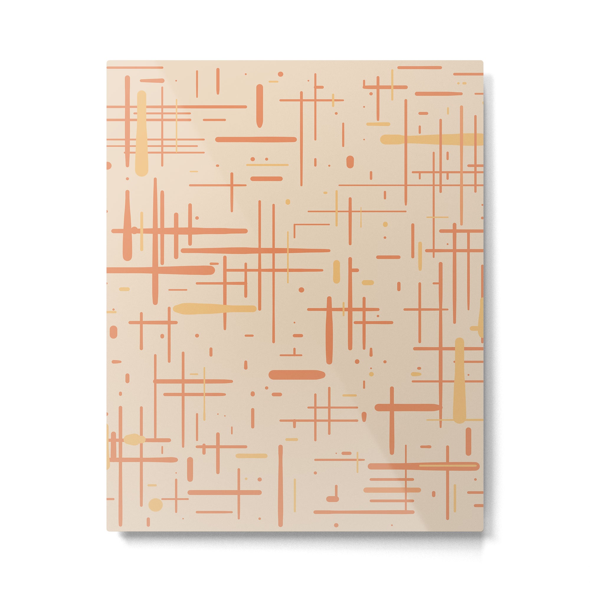 Mid-Century Modern Kinetikos Pattern in Soft Muted Orange Tones Metal Print Gallery Image 6