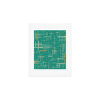 Mid-Century Modern Kinetikos Pattern in Teal Blue Green, Mustard Gold, and Celadon Art Print Gallery Image 1