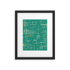 Mid-Century Modern Kinetikos Pattern in Teal Blue Green, Mustard Gold, and Celadon Framed Art Print Gallery Image 6