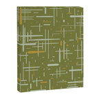 Mid-Century Modern Kinetikos Pattern Olive Green Mustard Gold Celadon Canvas Print Gallery Image 8