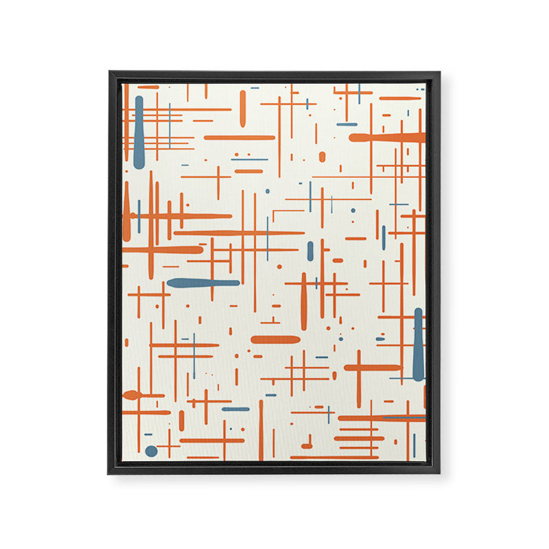 Mid-Century Modern Kinetikos Pattern Orange Teal Cream Framed Canvas Print Gallery Image 8