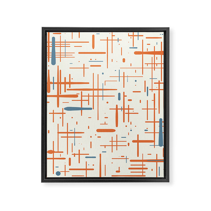 Mid-Century Modern Kinetikos Pattern Orange Teal Cream Framed Canvas Print Gallery Image 1