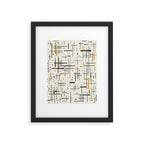 Mid-Century Modern Kinetikos Pattern in Charcoal Gray, Muted Mustard Gold, and Cream Framed Art Print Gallery Image 4