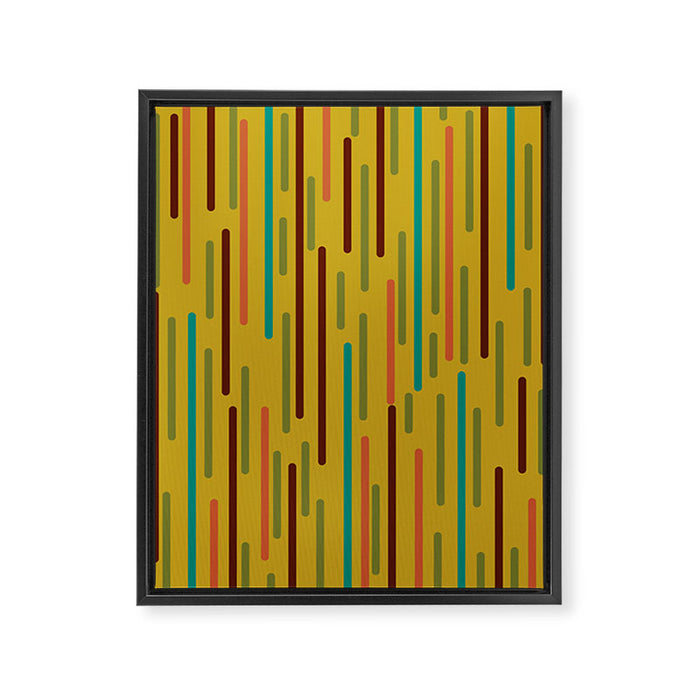 Mid-century Modern Line Dance in Teal, Orange, Olive and Mid Mod Mustard  Framed Canvas Print Gallery Image 1