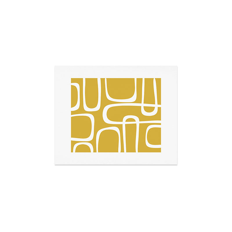 Midcentury Modern Loops Pattern in White and Light Mustard Art Print ...