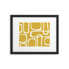Midcentury Modern Loops Pattern in White and Light Mustard Framed Art Print Gallery Image 5