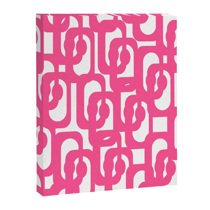 Midcentury Modern Loops Pattern Hot Pink and White Canvas Print Gallery Image 1