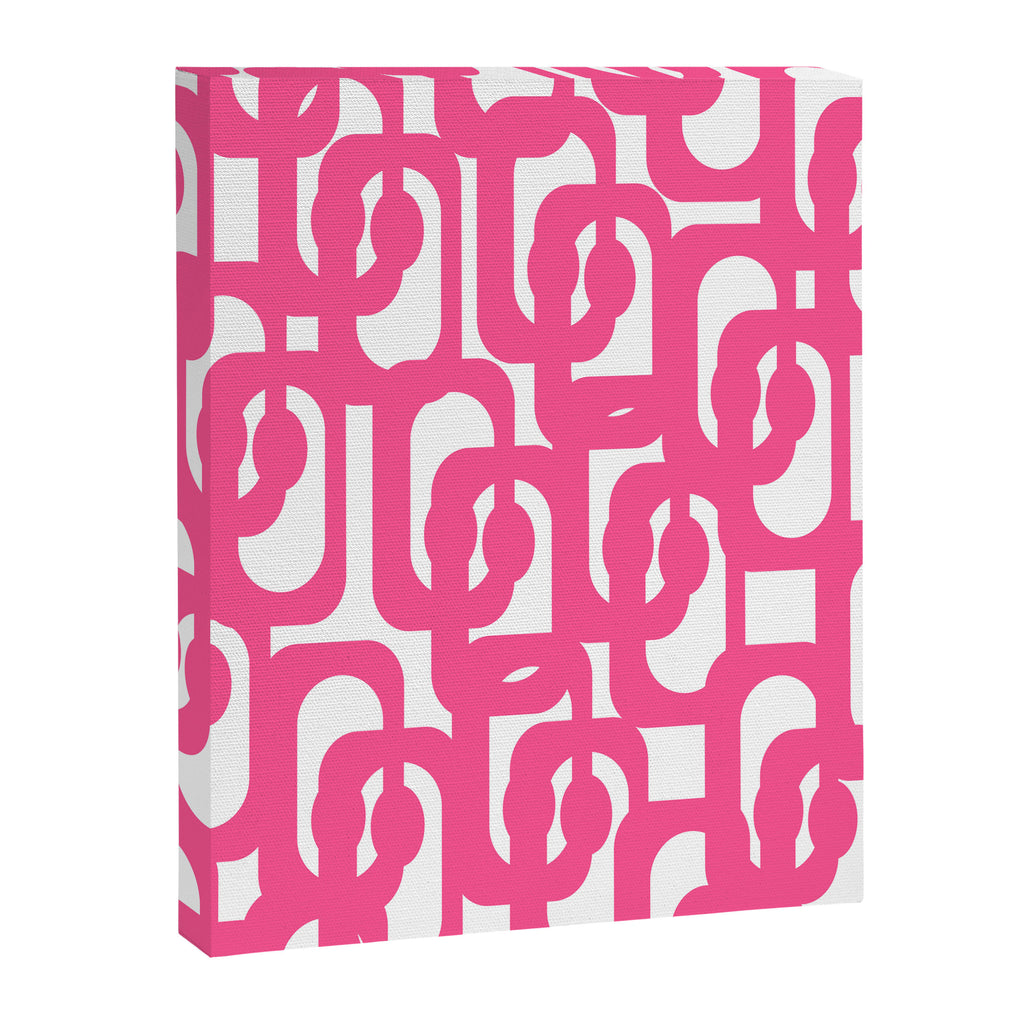 Midcentury Modern Loops Pattern Hot Pink and White Canvas Print Gallery Image 8