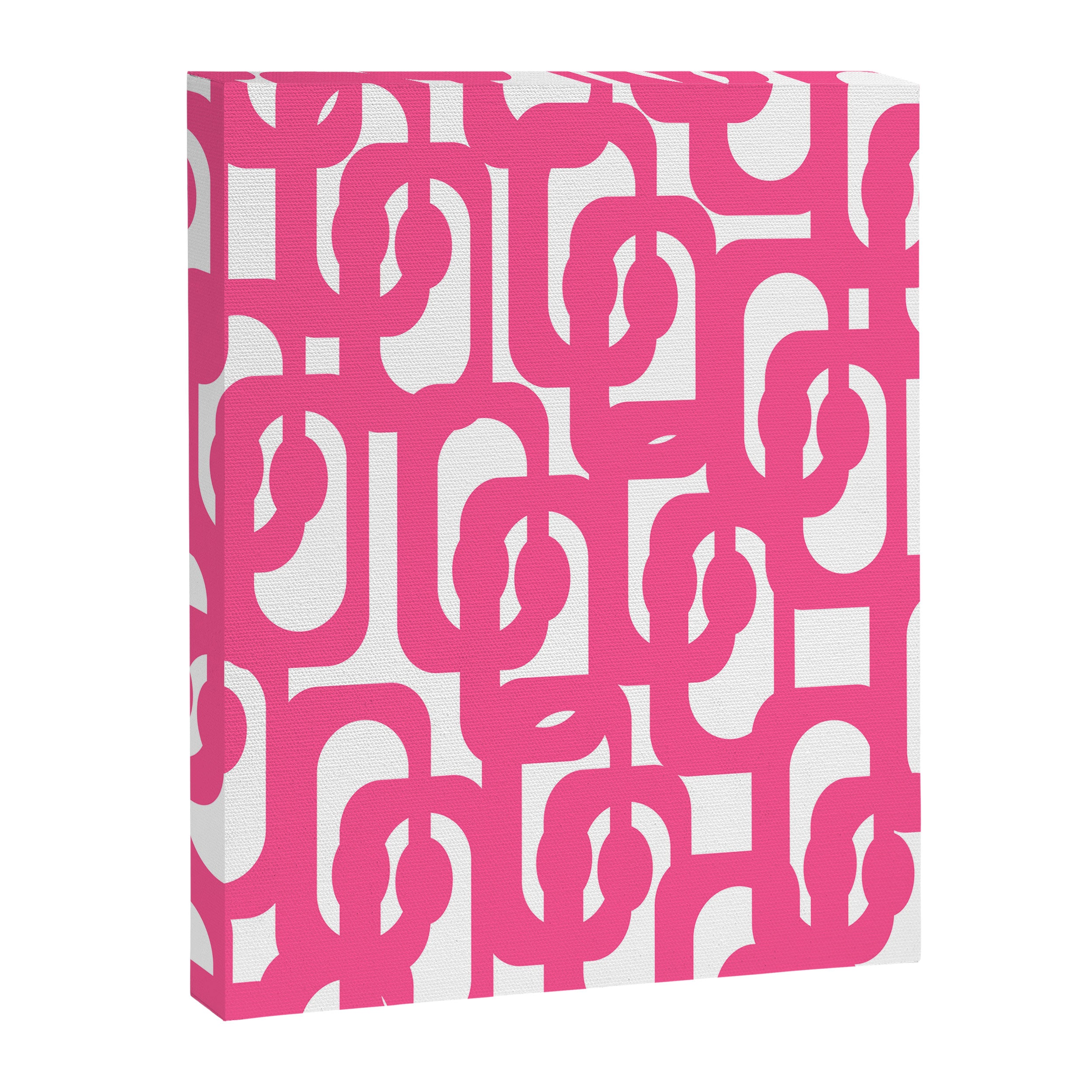 Midcentury Modern Loops Pattern Hot Pink and White Canvas Print Gallery Image 8