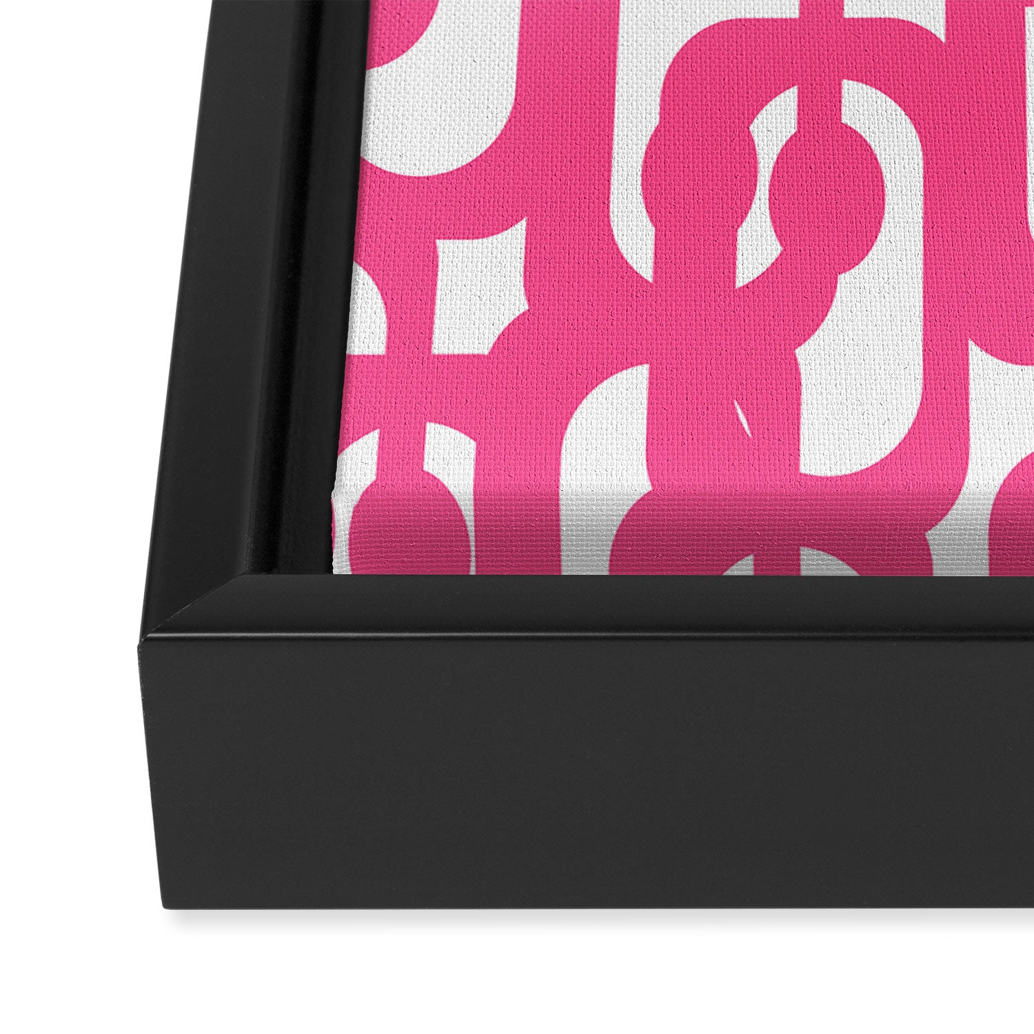 Midcentury Modern Loops Pattern Hot Pink and White Framed Canvas Print Gallery Image 3