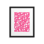 Midcentury Modern Loops Pattern Hot Pink and White Framed Art Print Gallery Image 6