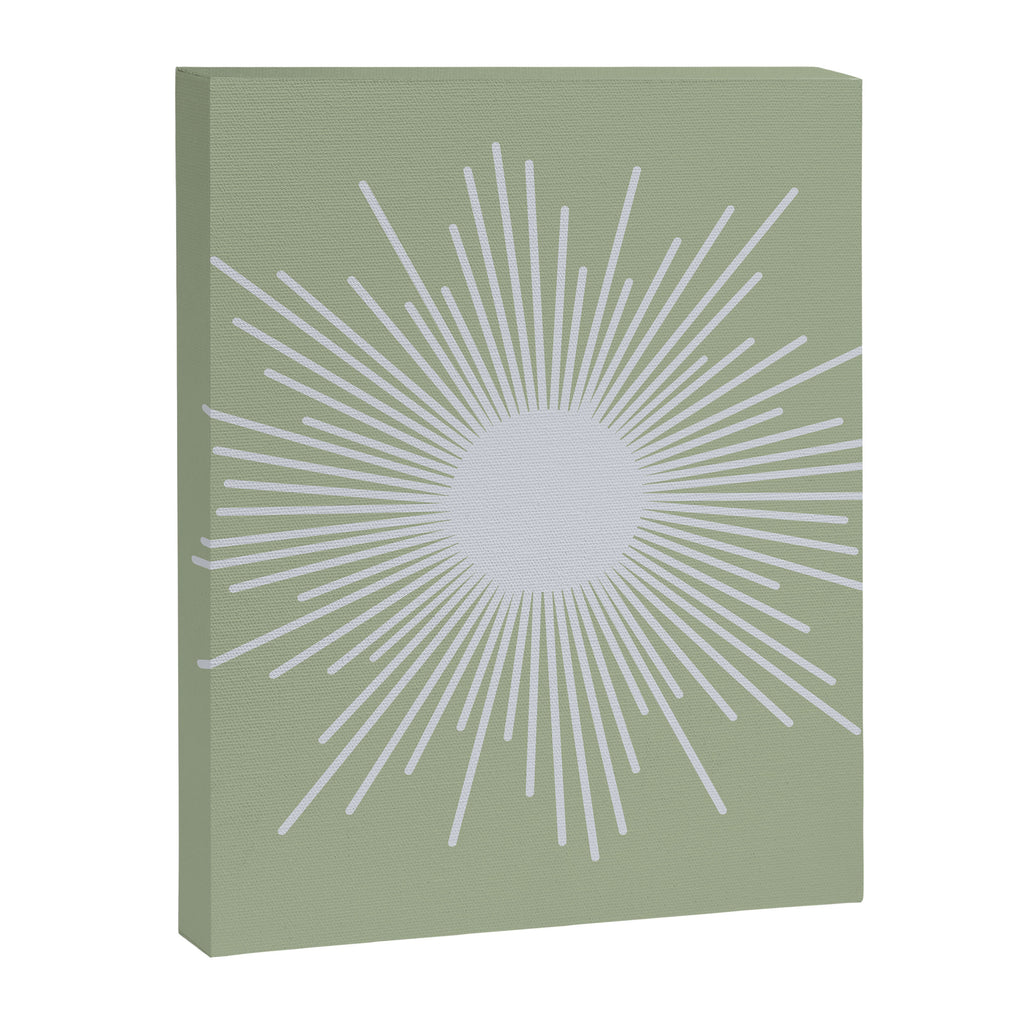 Midcentury Modern Minimalist Sunburst 4 in Light Silver Gray and Sage Green Canvas Print Gallery Image 8