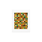 Midcentury Modern Mosaic - Geometric Pattern in Mid Century Mod Olive, Orange, Teal, and Mustard Art Print Gallery Image 1