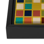 Midcentury Modern Mosaic - Geometric Pattern in Mid Century Mod Olive, Orange, Teal, and Mustard Framed Canvas Print Gallery Image 3