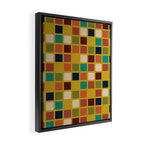 Midcentury Modern Mosaic - Geometric Pattern in Mid Century Mod Olive, Orange, Teal, and Mustard Framed Canvas Print Gallery Image 2